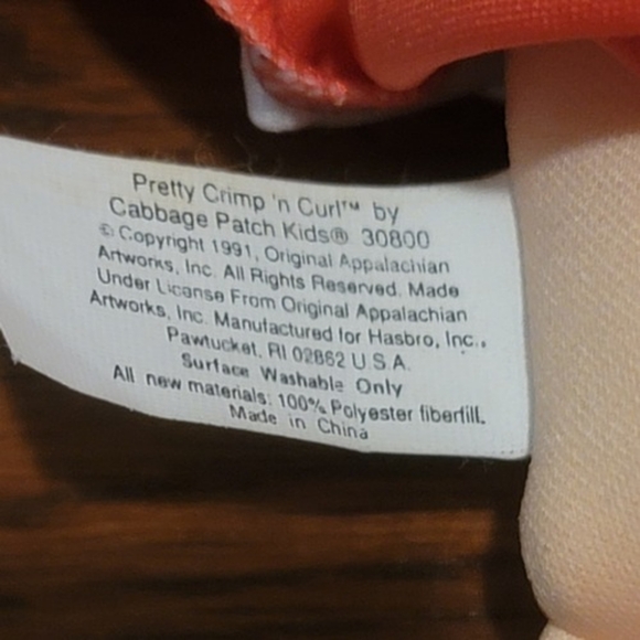 Cabbage Patch Hasbro Doll PRETTY CRIMP & CURL 1991 Red Corn Rows Vintage - Picture 10 of 10